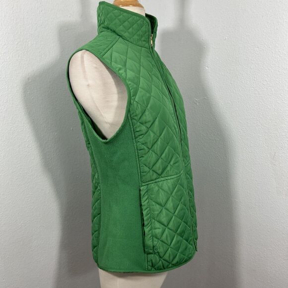 British Khaki Quilted Vest Womens S Green Light Festival Layer Utility Chic‎ - Picture 4 of 7